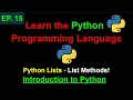 Python List Methods Learn Python Programming Ep 15