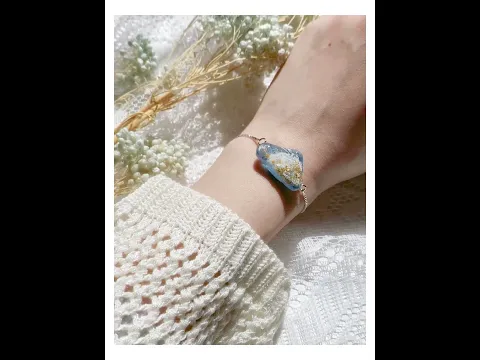 [預購] 香港製造Hanabi Jewellery親子裝款式 藍色彩繪海玻璃純銀手鏈