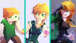 Drawing Alex from Minecraft in different art styles