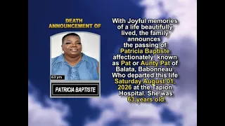 Patricia Baptiste Short Obituary