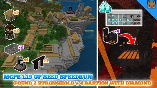 minecraft pe 1 19 op seed speedrun village u0026 pillage with 2 stonghold portal found 4 bastions 