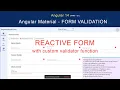 Part 31 - Reactive Form Validation Custom Validator Function Angular 14 Series Form Validation