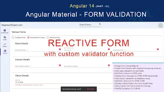 Part 31 - Reactive Form Validation Custom Validator Function Angular 14 Series Form Validation