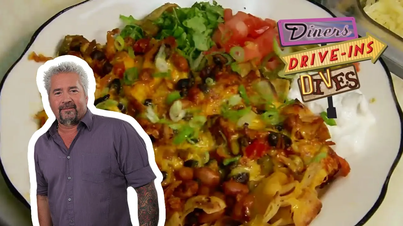 Guy Fieri Eats Chicken Chili Corn Chip Pie   Diners, Drive-Ins and Dives   Food Network