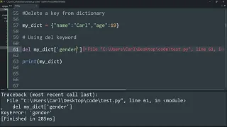 Delete an element from a dictionary