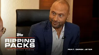 Derek Jeter opens trading cards from his rookie year