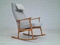 60s Danish rocking chair reupholstered oak wood