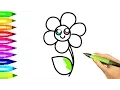 Simple Flower Coloring Pages for Kids Easy example how to draw and color flowers