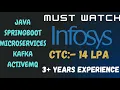 Infosys Java Developer Interview 3-7 Years Experience Spring Boot Microservices SQL