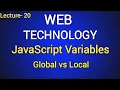 Lec-20 JavaScript Variables With Example Global vs Local Variable Web Technology