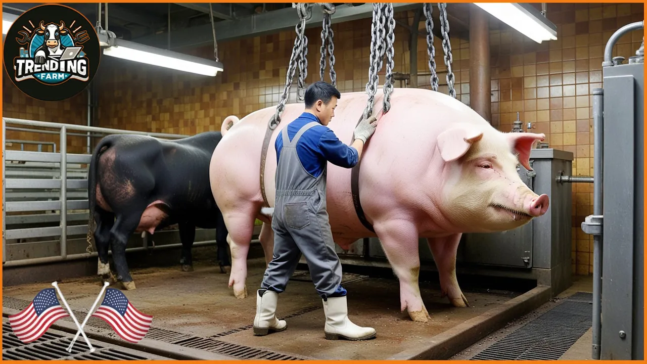 Outline Video How Chinese Farmers Process 100 Pigs A Day In A Factory | Farming Documentary