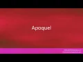 Pronunciation of the word s Apoquel