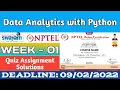 NPTEL 2022 Data Analytics With Python Week 1 Quiz Answers Assignment 1 Answers IIT Roorkee