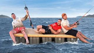 24 Hour Overnight Survival Challenge on a Homemade Raft