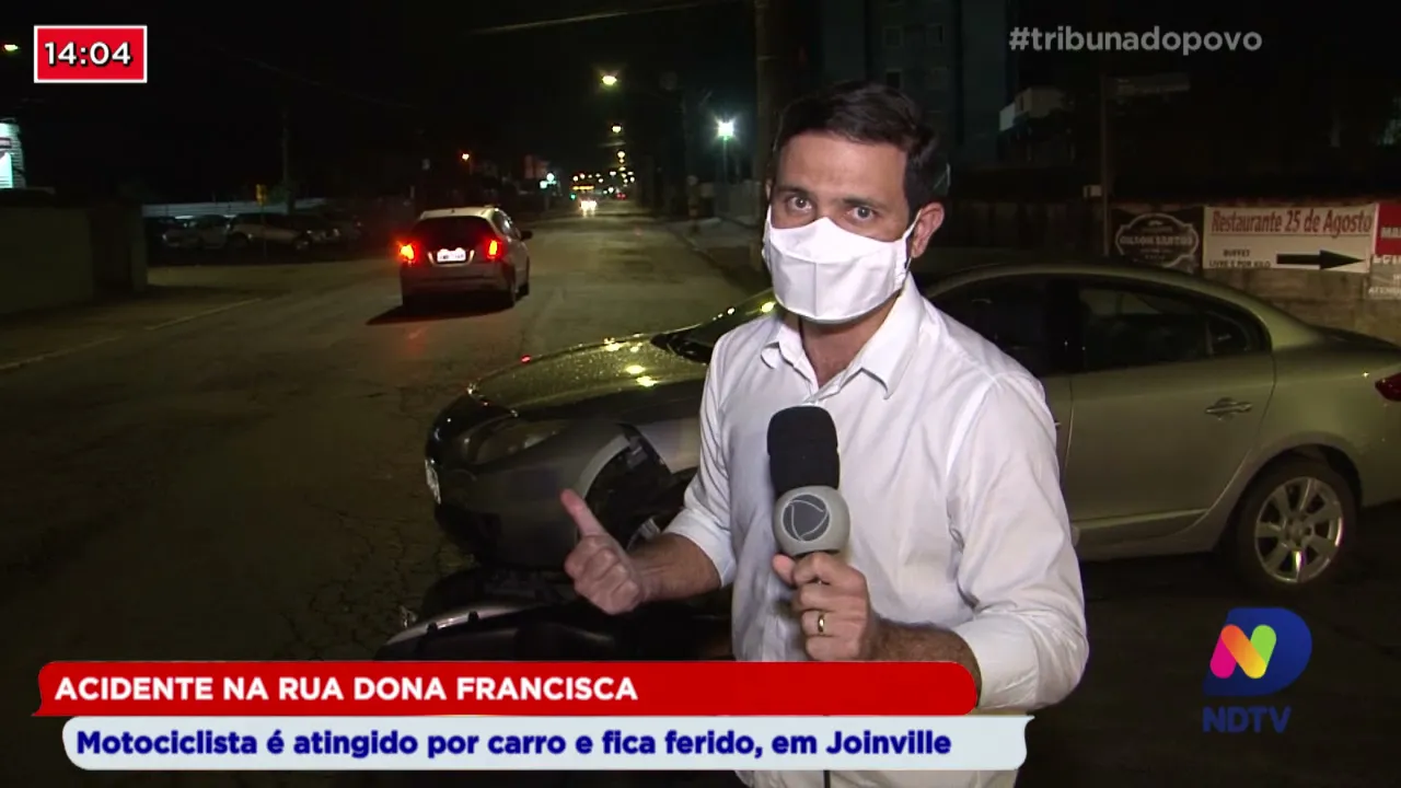 Acidente na rua Dona Francisca: Motociclista é atingido por carro e fica ferido, em Joinville