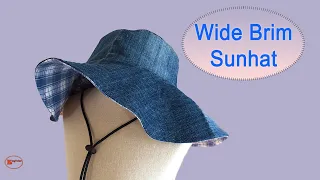 WIDE BRIM HAT TUTORIAL DIY SUNHATS WIDE BRIM SUNHAT HAT MAKING TUTORIAL SEWING TUTORIAL
