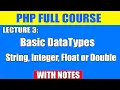 PHP Basic Data Types in PHP Lecture 3