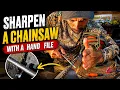 Sharpening a chain with a Hand File Setting Rakers