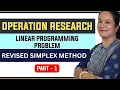 Revised Simplex Method Standard Form Linear Programming Problem Operation Research In Hindi