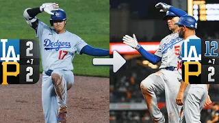 The Los Angeles Dodgers score 10 runs in a HUGE 7th inning 6 runs scored without an OUT