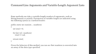Command Line Arguments and Var Args