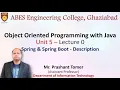 Lecture 0 Unit 5 Spring and Spring Boot Description OOPs with Java