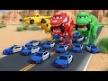 Download Lagu 3 McQueen-Headed Dinosaurs Cause Chaos in the City – Police Cars vs. McQueen, Who Will Win?