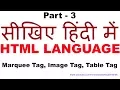 HTML tutorial for beginners in Hindi Marquee Image Table Tag in HTML - Part