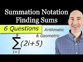 Summation Notation Finding the Sum Arithmetic Geometric Series in Sigma Notation