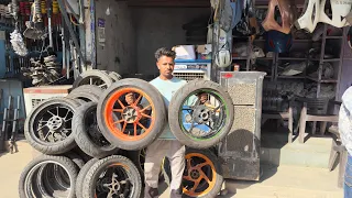 All bikes original second alloy wheels Gokulpuri old Delhi #automobile #viralvideo