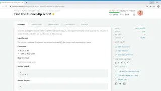 Hacker rank - Find The Runner Up Score solution
