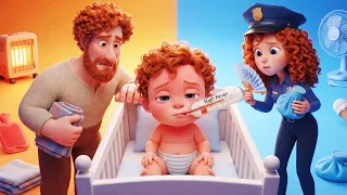 No No! Baby Has A Fever | Baby Care | Opposites Song & Educational Videos | Wolfoo Kids Song