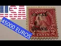 American Stamp 2 Cents Georges Washington Value 45000 Euros