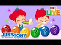 Download Lagu 🔴JunyTony LIVE🔴 Warna dan Lainnya | Lagu Temukan Warnaku, Telur Dinosaurus Warna | JunyTony