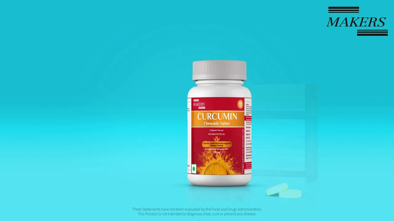 Makers Curcumin with Vitamin C Chewable Tablets | Healthy Skin & Immunity Booster| Men, Women & Kids