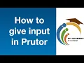 How to give input in Prutor