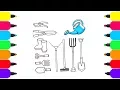 Garden Set Drawing for Kids How to Draw Garden Tools Art Colors for Children