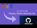 Host website on github for free in just 2 mins JS project Static Website Deployment