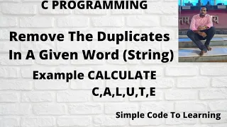 Write an interactive C program to remove the duplicates in a given word string HIndi