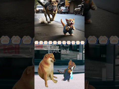 GINGER CAT 😿 WAS CHASED BY FIERCE DOG #catmemes #cat #funny #shorts #fyp