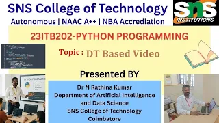DT Based -Image Classification-Deep Learning PYTHON PROGRAMMING SNS Institutions