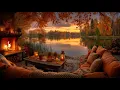Download Lagu Cozy Fall Porch Ambience By The Lake 🍁 Soothing Piano Music \u0026 Fireplace Sounds for Relaxation