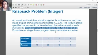 Integer linear optimization formulation