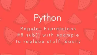 Regular Expressions 2018 re sub replace characters Python Tharun Shiv Being A Pro