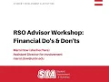 UNLV RSO Advisor Workshop - Financial Do s and Don ts May 5 2020