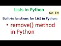 remove in Python List remove in Python CBSE Python remove with examples built-in funct