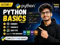 Python Tutorial for Beginners Lecture 1 Comments Variables Data Types Type Conversion Hindi