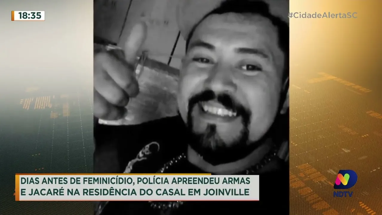 Feminicídio: Polícia apreende armas e jacaré na residência do acusado em Joinville
