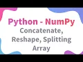 NumPy Class 11 12 IP Split Reshape Concatenate Array CBSE Informatic Practices Python