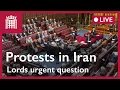 Lagu Lords urgent question on treatment of protesters in Iran